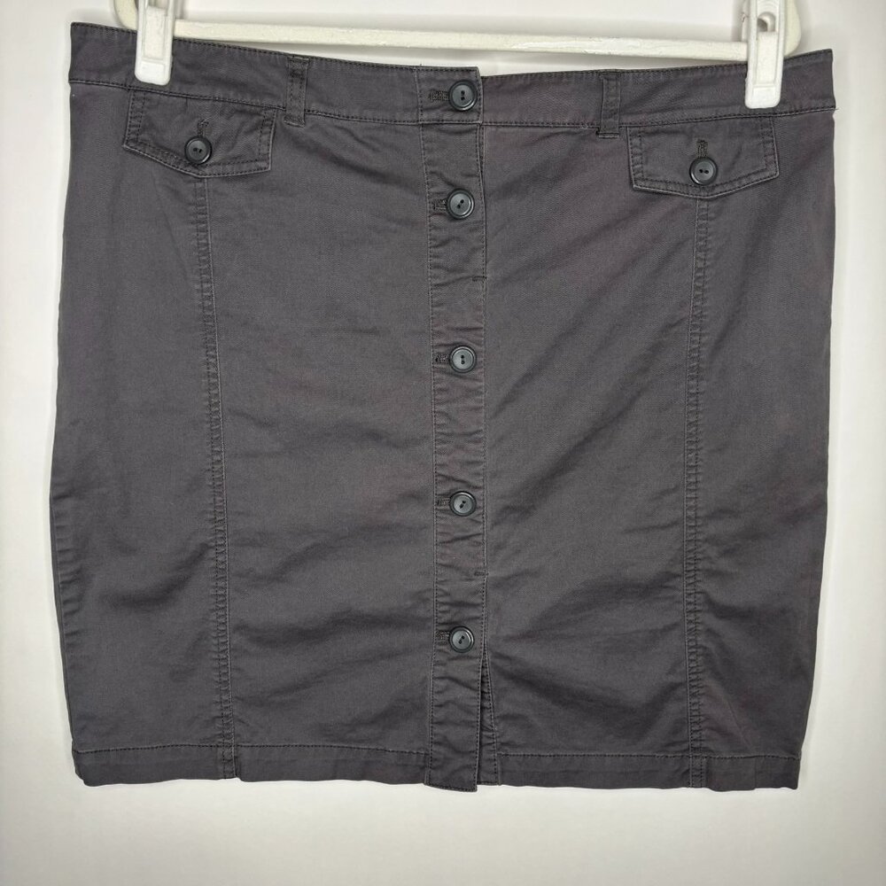 New York & Company Gray Button Down Mini Skirt Cotton Spandex Women's Size 16